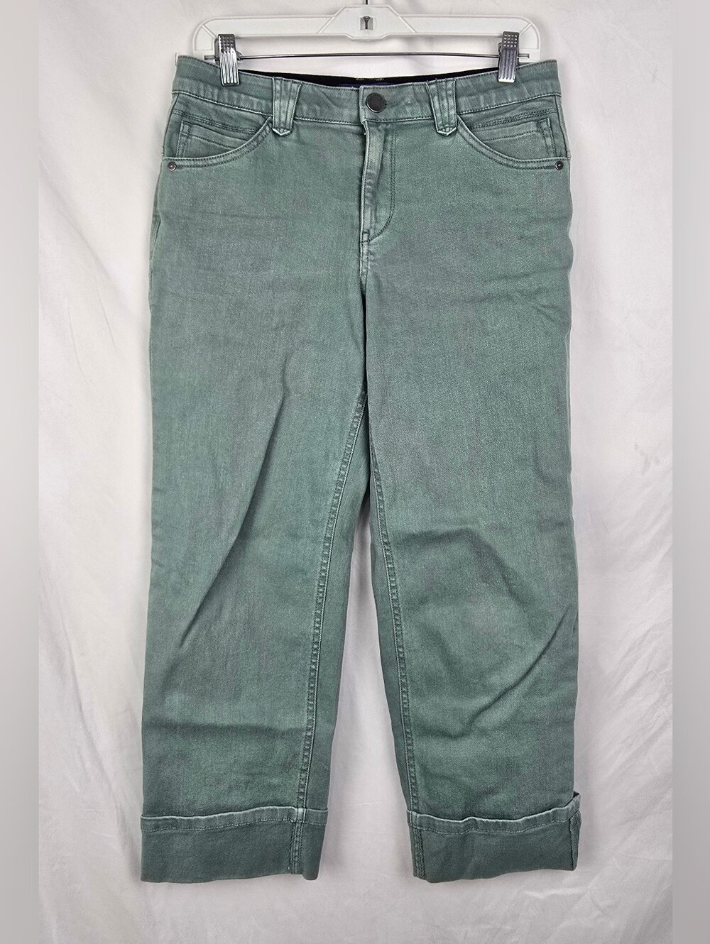 Democracy "AB" Solution Green Cuffed Capri Comfy Minimalist Denim Jeans sz 4